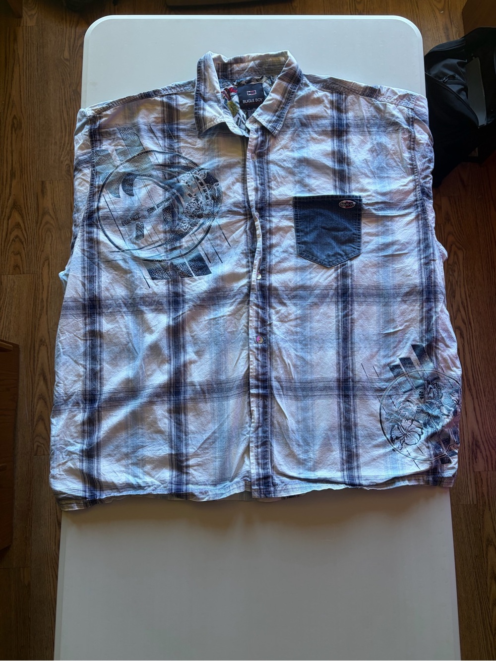 Bugle Boy Blue Plaid Short-Sleeve Button-Down Shirt
